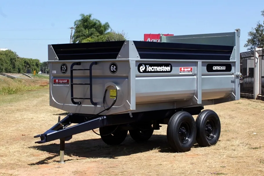 Carreta Agrícola Basculante Hidráulica CBTEC 7.500 – 7.5m³. Rodado Tandem com Pneus 7.50 Aro 16 Tecmesteel