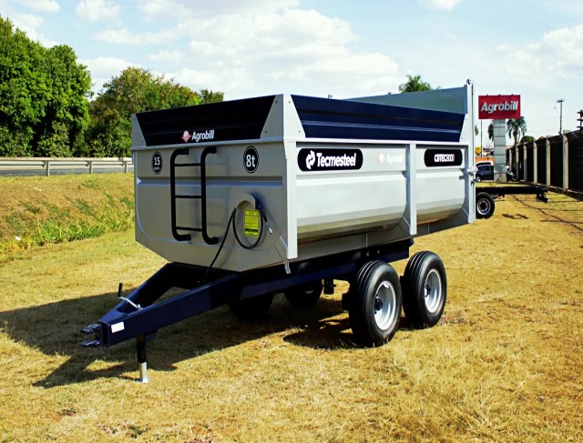 Carreta Agrícola Basculante Hidráulica CBTEC 8.500 – 8.5M³. Rodado Tandem com Pneus 11L15 aro 15 Tecmesteel