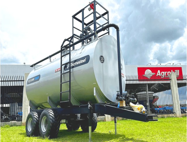 Carreta Agrícola Tanque de Água modelo: Tiger 10.000 Litros. Completo com bomba lobular de 3”. Plataforma de Combate a Incêndio de 2” + Acessórios. Rodado Tandem com Pneus 400/60X15.5 aro 15.5 Tecmest