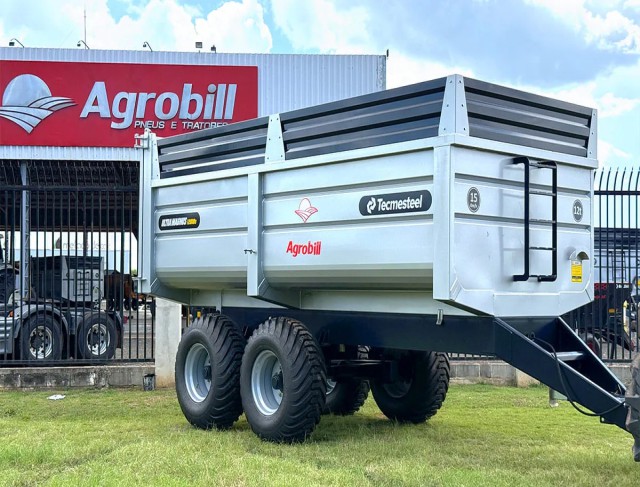 Carreta Agrícola Basculante Hidráulica CBTEC 21.000 - 21m³. Rodado Tandem com Pneus 500/60 Aro 22.5 Tecmesteel