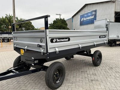 Lançamento - Carreta Agrícola Basculante Hidráulica CBTEC 4650L 6.000kg Lateral Móvel 2 Eixos Com Pneus 7.50x16 - Tecmesteel