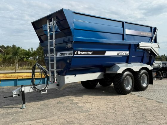 Carreta Agrícola Basculante Hidráulica CBTEC-V 30.000 Com Suspensão e Kit Freios. Giroflex e Sirene de Ré. Rodado Tandem com Pneus 500/60x22.5 - Tecmesteel