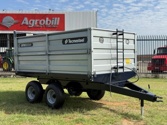 8.500 – 8.5m³ - Carreta Agrícola Basculante Hidráulica CBTEC. Lateral Móvel. Rodado Tandem Com Pneus 11L15 Aro 15 Tecmesteel